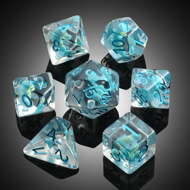 DNDND Chameleon D&D Dice Set, 7PCS Resin Dice Set with Velvet Bag for Dungeons and Dragons Role Playing Games and Tabletop Games（Chameleon - Image 3